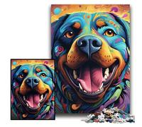 1000 Piece Jigsaw Puzzle Colorful Art Rottweiler Impossible Jigsaw Puzzles for Adults for Home Decor, Brain Training Size 26x38cm