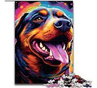 1000 Piece Jigsaw Puzzle Colorful Art Rottweiler Made of Wood, Interactive Family Game, Suitable for Ages 14+ 50x75cm An for Christmas Or Birthdays