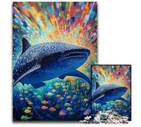 1000 Piece Jigsaw Puzzle Colorful Art Whale Shark Puzzles for Adults Ideal for Lover, Perfect Christmas, New Year, Valentine's Gift 26X38CM/10.23x14.96inch