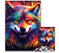 1000 Piece Jigsaw Puzzle Colorful Art Wolf Wooden Jigsaw Puzzles Relax & Challenge, Colorful Home Decor Art, for Friends 50x75CM/19.68x29.52inch