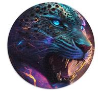 1000 Piece Jigsaw Puzzle Colorful Black Leopard 1000Pc Adults Round Jigsaw Puzzle Ideal for Teenagers & Collectors, Travel Gift, Family Activity 1000pcs (67.5x67.5cm)