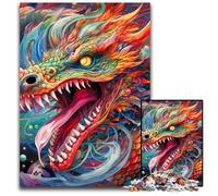1000 Piece Jigsaw Puzzle Colorful Chinese Dragon Puzzles for Adults Ideal for Lover, Perfect Christmas, New Year, Valentine's Gift 26X38CM/10.23x14.96inch