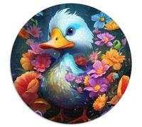 1000 Piece Jigsaw Puzzle Colorful Duck Flowers Round Jigsaw Puzzles 1000 Pieces for Adults Relax & Challenge, Colorful Home Decor Art, for Friends 1000pcs (67.5x67.5cm)