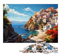 1000 Piece Jigsaw Puzzle,Colorful illustration of Greek islands Paper puzzle,For Teens and Adults,Relax Puzzles Games。Size: 26X38cm