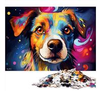 1000 Piece Jigsaw Puzzle,Colorful Jack Russell Terrier wooden puzzle,for Adults Kids 12+,as gifts for the whole family and the。Size: 50X75cm