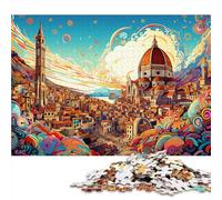1000 Piece Jigsaw Puzzle,Colorful psychedelic Italy. Florence Wooden Jigsaw Puzzle,for Adults Kids,Educational Games For Adults and Kids。Size: 50X75cm