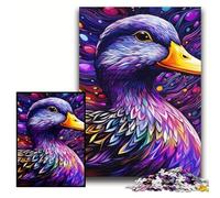 1000 Piece Jigsaw Puzzle Colorful Purple Duck Wooden Jigsaw Puzzles 50x75 cm Brain Challenge Gift, Educational Activity for Teenagers