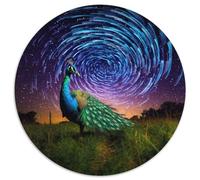1000-Piece Jigsaw Puzzle Colourful Art Peacock Round JigsawPuzzle 1000 Pieces for Adults Interactive Family Game, Brain Challenge, Educational Toy (67.5x67.5cm)
