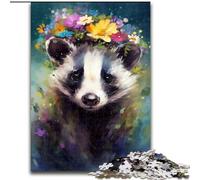 1000 Piece Jigsaw Puzzle Colourful Raccoon Baby Made of Wood, Fun Activity for at Home 50x75cm DIY Decoration Brain Challenging