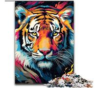 1000 Piece Jigsaw Puzzle Colourful Tiger Made of Wood, for Parents, Lovers, Friends - Age 14+ 50x75cm An for Christmas Or Birthdays