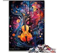 1000 Piece Jigsaw Puzzle Colourful Violin Art Jigsaw Puzzle Made of Wood,Perfect for Family Fun, Party Games, Birthday Party Favors 1000pcs(50x75cm)