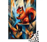 1000 Piece Jigsaw Puzzle, Contemporary Cubist Take on Dürers Squirrel Study - Modern Wildlife Wall Art, 70x50cm/1000pcs, for Adults, Relaxing Winter Hobby, Weekend Downtime And Cosy Evenings