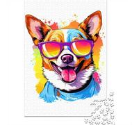 1000 Piece Jigsaw Puzzle, Cool Corgi with Sunglasses, 52x38cm/1000pcs, for Adults, Thoughtful Gift Idea, Winter Home Activity And Time at Home