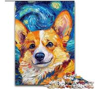 1000 Piece Jigsaw Puzzle Corgi Night Sky Made of Wood, Fun Activity for at Home 50x75cm DIY Decoration Brain Challenging