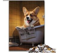 1000-Piece Jigsaw Puzzle Corgi Reading Newspaper 1000Pc Adults Jigsaw Puzzle Christmas Halloween Mother's Day New Year Easter Gift (Szie 26x38 cm)