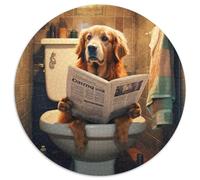 1000 Piece Jigsaw Puzzle Corgi Reading Newspaper Round Jigsaws 1000 Pieces for Adults Relaxing Entertainment, Home Decor 67.5x67.5cm