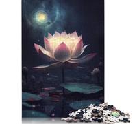 1000 Piece Jigsaw Puzzle Cosmic Lotus Flower Pond Square Puzzles for Adults, Woodenboard Puzzles Unique Challenge Games 1000pcs (75x50cm)