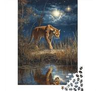 1000 Piece Jigsaw Puzzle, Cougar by The Water, 38x26cm/1000pcs, for Adults, Shared Puzzle Activity, Weekend Leisure And Time Together