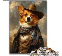 1000-Piece Jigsaw Puzzle Cowboy Corgi Puzzle 1000 Pieces Jigsaw for Home Decor, Family Fun, Ages 14+ (size 26x38cm)