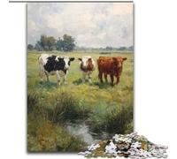 1000-Piece Jigsaw Puzzle Cows on The Grassland Jigsaw Puzzles for Adults 1000 Interactive Family Game, DIY Home Decor, Challenging Brain Teaser Gift (Size 50x75cm)
