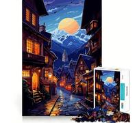 1000 Piece Jigsaw Puzzle Cozy European Alley Art Exact Cut Play Smart Brain Toy Relax Time Game Christmas Art Display (50x75cm)