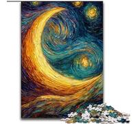 1000-Piece Jigsaw Puzzle Crescent Moon Oil Painting Jigsaw Made of Wood Intricate Design for Teenagers, DIY Decor, And Brain-Boosting Fun size 50X75CM