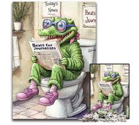 1000-Piece Jigsaw Puzzle Crocodile Go Toilet Impossible Jigsaw Puzzles for Adults Family Interactive Game, Craft Gift with Colorful Artwork 26X38CM/10.23x14.96inch
