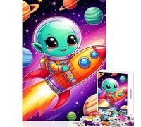 1000 Piece Jigsaw Puzzle Cute Alien Astronaut Rocket Educational Games Precision Cutting Anti-Stress Toys Birthday Present,Travel Gifts, (50x75cm)