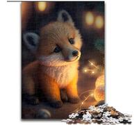 1000 Piece Jigsaw Puzzle Cute Baby Fox Made of Wood, Fun at Home Activities, Birthday Present, Travel Gifts 50x75cm for Family Interactive Game