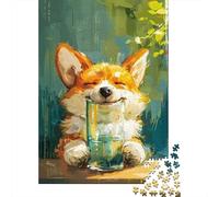1000 Piece Jigsaw Puzzle, Cute Cat Drinking, 38x26cm/1000pcs, for Adults, Relaxing Winter Hobby, Weekend Downtime And Cosy Evenings
