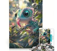 1000 Piece Jigsaw Puzzle Cute Chameleon with Big Eyes, Brain Teaser Game, Decompressing Intellectual, Birthday Present, Gifts, 38x52cm