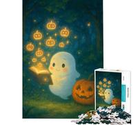1000 Piece Jigsaw Puzzle Cute Ghost Pumpkin Magic for Educational Game Addictive Toys to Cultivate Patience Art Work Gifts Analysis And Logic (Size 38x26cm)