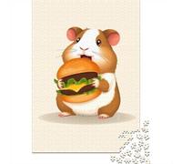 1000 Piece Jigsaw Puzzle, Cute Hamster Eating Burger, 38x26cm/1000pcs, for Adults, Winter Indoor Activity, Weekend Downtime And Time at Home