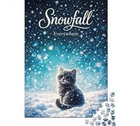 1000 Piece Jigsaw Puzzle, Cute Kitten in Snowfall, 70x50cm/1000pcs, for Adults, Relaxing Winter Hobby, Home Relaxation And Cosy Evenings