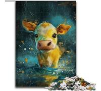 1000 Piece Jigsaw Puzzle Cute Little Yellow Cow Challenging Puzzles for Family Fun Perfect for Holidays, Interactive Game Nights (Szie 50x75cm)