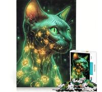 1000 Piece Jigsaw Puzzle Cybernetic Sphynx Cat Animal, Brain Teaser Game, Decompressing Intellectual, Birthday Present, Gifts, 38x26cm