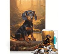 1000 Piece Jigsaw Puzzle Dachshund, Family Game, Pattern Assembly, with Fully Interlocking Randomly Shaped Pieces 38x52cm