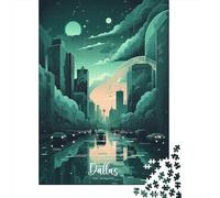 1000 Piece Jigsaw Puzzle, Dallas Skyline Panorama, 70x50cm/1000pcs, for Adults, Indoor Puzzle Activity, Weekend Downtime And Cosy Evenings