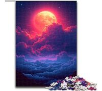 1000 Piece Jigsaw Puzzle Dark Blue And Red Clouds Wooden Jigsaw Family Interaction & Fun Gift, Vibrant Abstract Design size 50x75cm