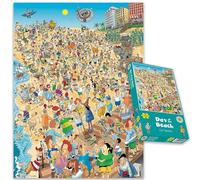 1000 Piece Jigsaw Puzzle - Day At The Beach by Len Epstein - Comical Cartoon Puzzle - Made In Britain - For Adults, Teens And Kids - 66cm X 50cm