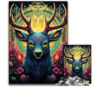 1000 Piece Jigsaw Puzzle Deer Psychedelic Art Jigsaw Puzzles Challenging Brain Teaser for Teenagers, Family Fun Interactive Game 26X38CM/10.23x14.96inch