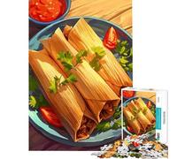 1000 Piece Jigsaw Puzzle Delicious Tamales with Salsa And Garnish Family Game Brain Intelligence Challenge Addictive Toys Great Gifts for Games Enhance Memory (size 38x26cm)
