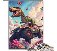 1000-Piece Jigsaw Puzzle Dinosaur Driving A Car Jigsaw Made of cardboard Intricate Design for Teenagers, DIY Decor, And Brain-Boosting Fun size 38x26CM