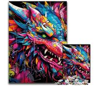 1000 Piece Jigsaw Puzzle Dinosaur Graffiti cardboard Jigsaw Puzzles Relax & Challenge, Colorful Home Decor Art, for Friends 26X38CM/10.23x14.96inch