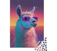 1000 Piece Jigsaw Puzzle, Disco Party Retro Llama, 52x38cm/1000pcs, for Adults, Relaxing Home Activity And Holiday Downtime