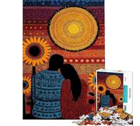 1000 Piece Jigsaw Puzzle Dot Art Couple with Sunflowers Puzzle For Teenagers Pattern Assembly Train Your Brain And Hands Gifts for Friends And Family (Size 38x26cm)