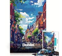 1000 Piece Jigsaw Puzzle Dublin, Ireland Street View Illustration Exact Cut Play Smart Brain Toy Relax Time Game Christmas Art Display (38x26cm)
