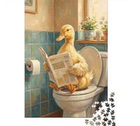 1000 Piece Jigsaw Puzzle, Duck Reading Newspaper on Toilet, 38x26cm/1000pcs