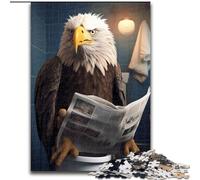 1000 Piece Jigsaw Puzzle Eagle Reading Newspaper 1000-Piece Jigsaw Puzzle Teenager Stress Reduction Cool Unique Gift for Family (Szie 26x38 cm)