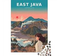 1000 Piece Jigsaw Puzzle, East Java Indonesia Anime Landscape, 38x26cm/1000pcs